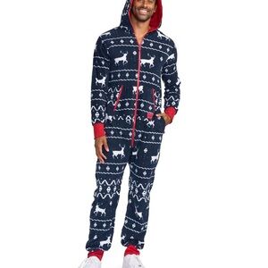 MEN'S BLUE REINDEER JUMPSUIT Tipsy Elves size Large